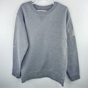 HANES Boys Kids Simple Grey Sweatshirt w/ Cute White Paint Stains on Arms Size L